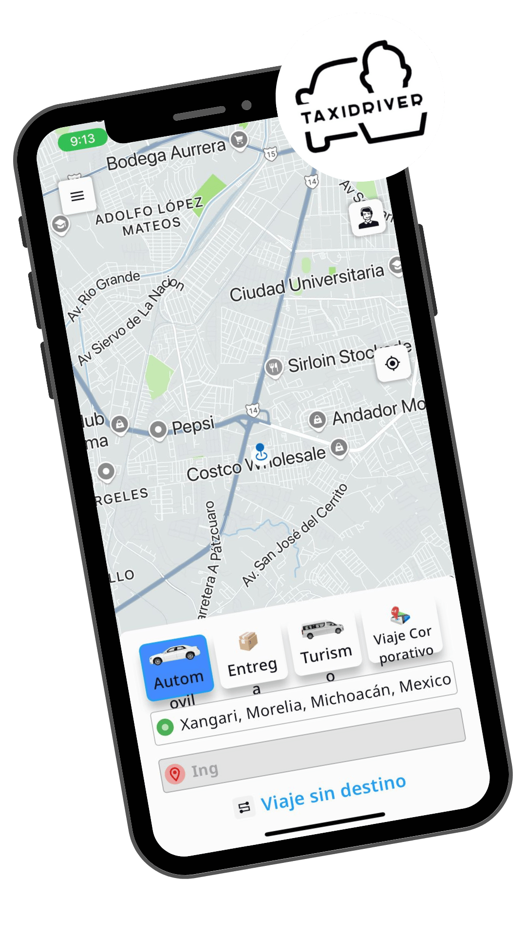 Captura de pantalla de la aplicación TaxiDriver